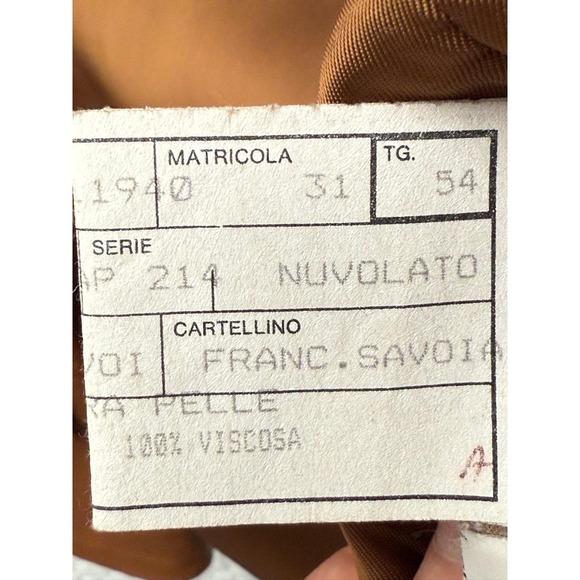 Francesco Savoia Brown Italian Leather Collared Jacket Front Zipper Size 54/44 - Picture 7 of 16